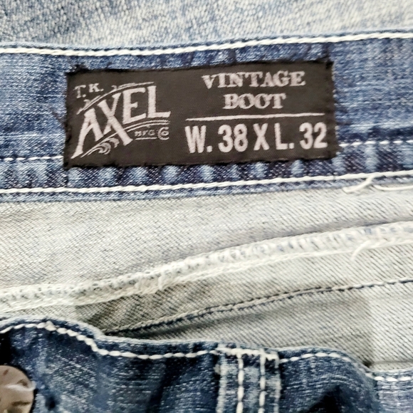 T.K. Axel Men's Vintage Bootcut Thick Stitch Jeans W38 L32 Style "Weston" - Picture 7 of 11